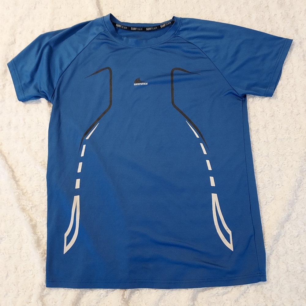 Surfteam Blue Surf Boogie Board Rashgaurd shirt Large Beach Ocean Vacation